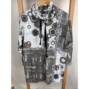 NWT Inoah Mulitcolor Long Sleeve Turtleneck Quilted Tunic Dress #1133 XS